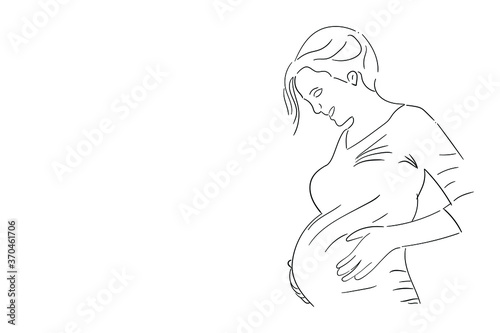 Pregnant woman in pencil sketch fashion. images suitable for use as illustrations or graphic resources