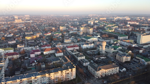 Panoramic aerial view of Baranovichi cityscape with buildings and streets, Belarus