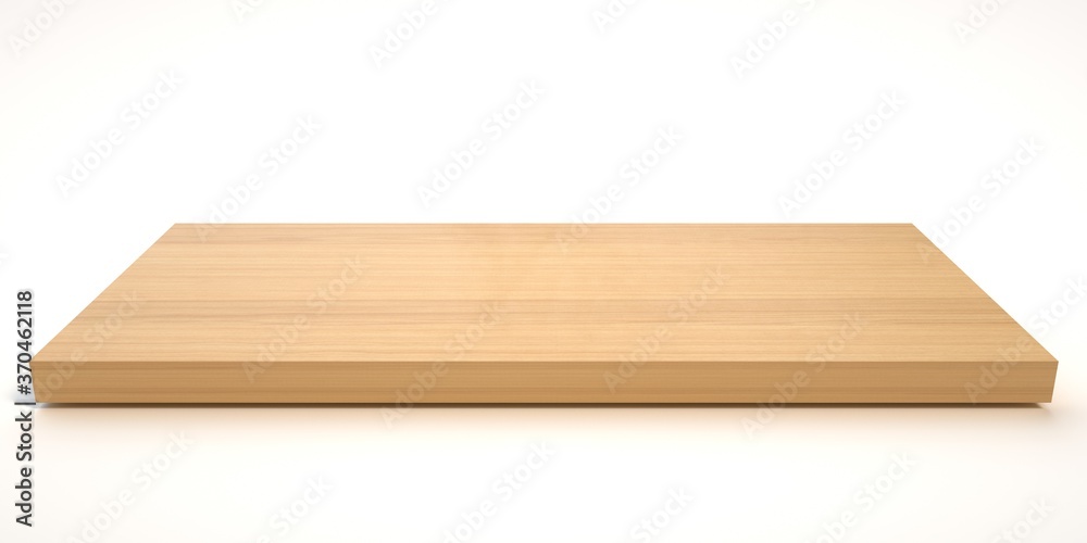 E3d illustration mpty wood table on isolate white background and display montage E3d illustration mpty wood table on isolate white background and display montage
