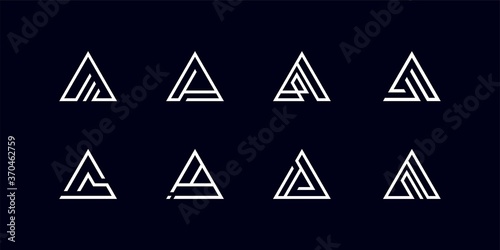 Set of monogram logo collection with line art style Premium Vector