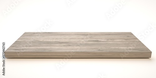 E3d illustration mpty wood table on isolate white background and display montage