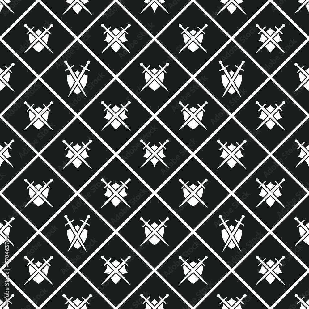 Shield and sword seamless pattern.