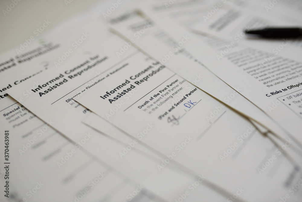 Consent forms for In vitro fertilization to be initialed Consent forms for In vitro fertilization to be initialed