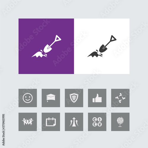 Creative Shovel Icon with Bonus Icons.