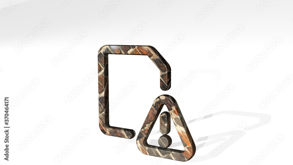 Fototapeta premium COMMON FILE WARNING 3D icon standing on the floor. 3D illustration. background and animal
