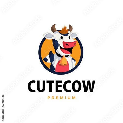 cow thumb up mascot character logo vector icon illustration