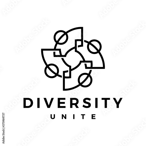 people family diversity outline logo vector icon illustration
