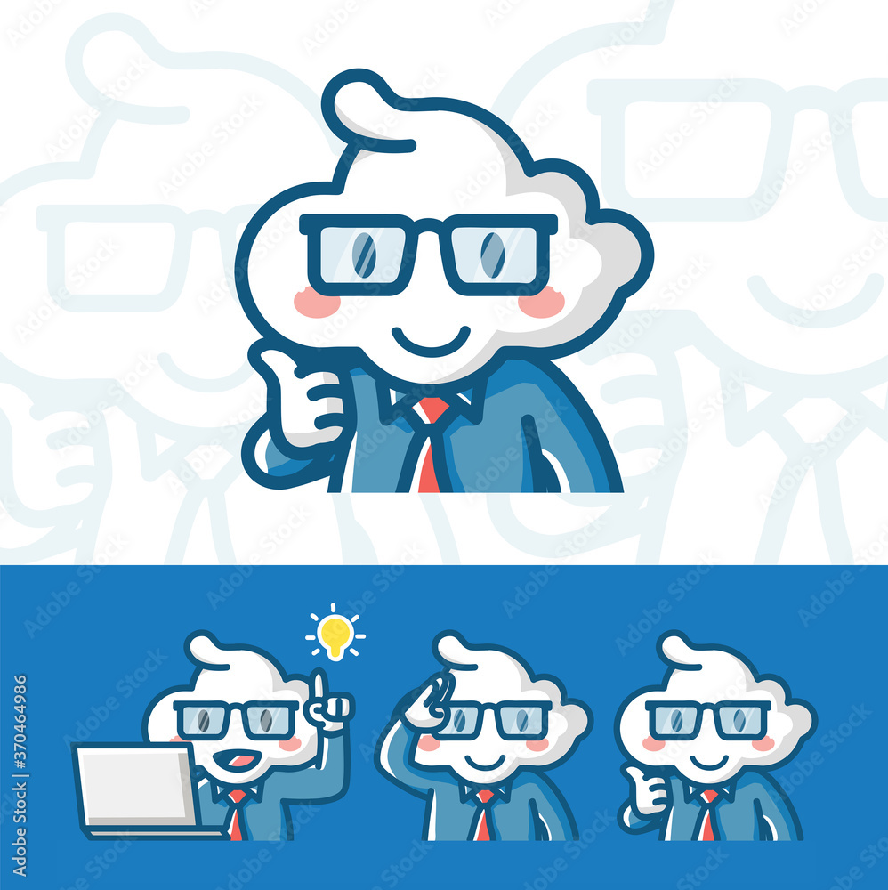 Vector Illustration scientist analyst employee mascot character inspired by cloud hand drawn cartoon coloring style Vector Illustration scientist analyst employee mascot character inspired by cloud hand drawn cartoon coloring style