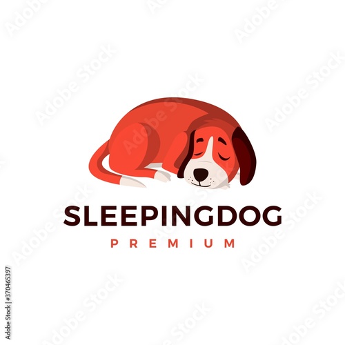 sleeping dog logo vector icon illustration