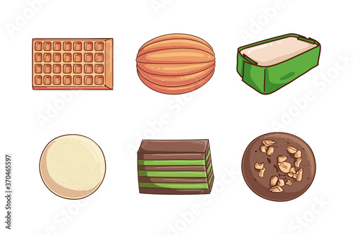 Vector Illustration Traditional food hand drawn cartoon coloring style