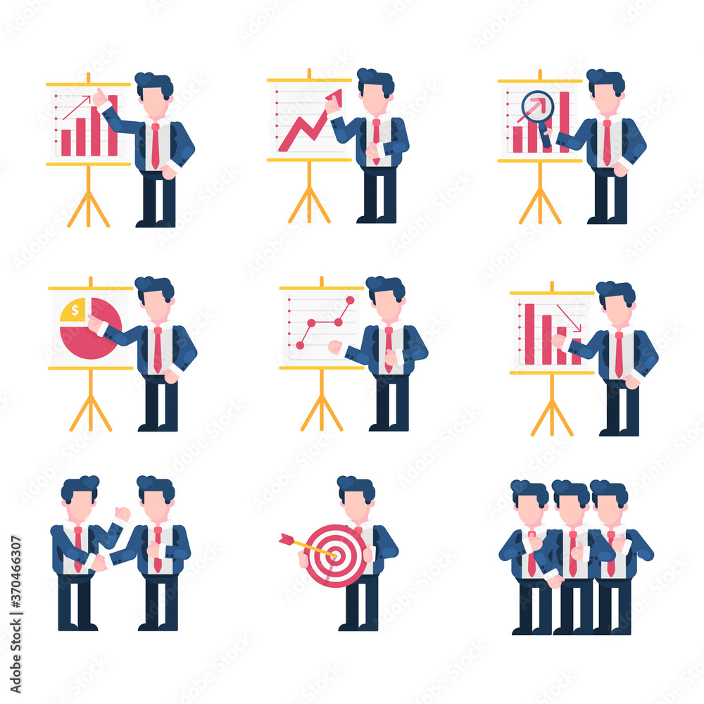 Business and finance vector Illustration flat design style, profit chart, Graph up, investigation, presentation, down, deal, target, teamwork Business and finance vector Illustration flat design style, profit chart, Graph up, investigation, presentation, down, deal, target, teamwork