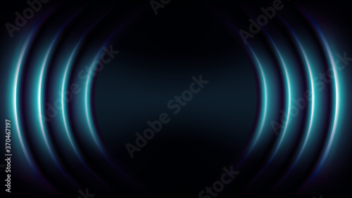 Sound wave. Blue neon bass waves vector. lights glow abstract background. Blue rays. Tech style futuristic backdrop. Graphic illustration