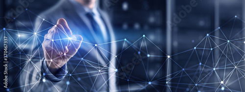 Εκτύπωση καμβά Abstract background image of lines and dots on provider center background