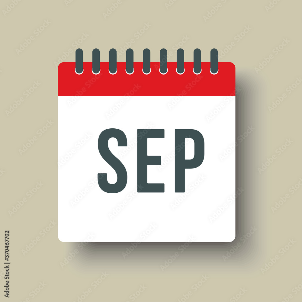 Vector icon day calendar, autumn month September