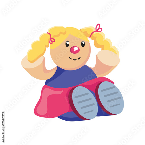 rag doll, kids toy on white background