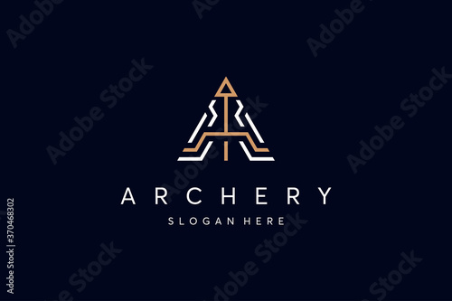 letter A Bow archery logo design