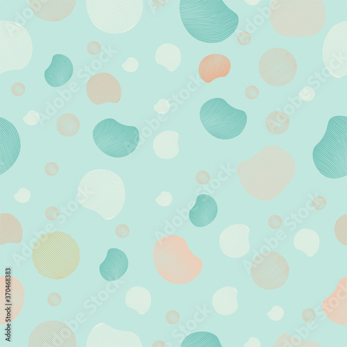 Fabric texture circles and circle wave seamless pattern, full-color retro. Abstract seamless pattern for card, invitation, poster, diary, album, sketchbook cover, textile fabric, garment, etc.