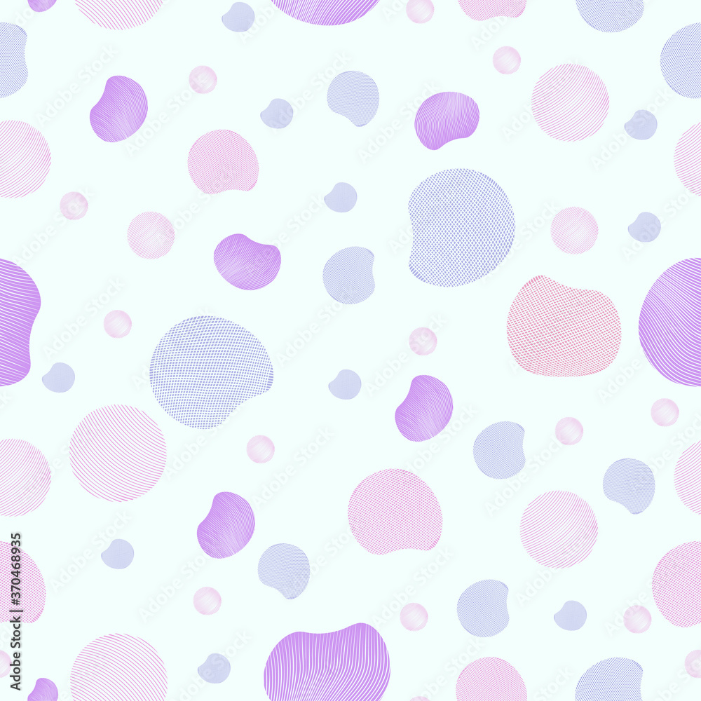 Fabric texture circles and circle wave seamless pattern, full-color retro. Abstract seamless pattern for card, invitation, poster, diary, album, sketchbook cover, textile fabric, garment, etc.