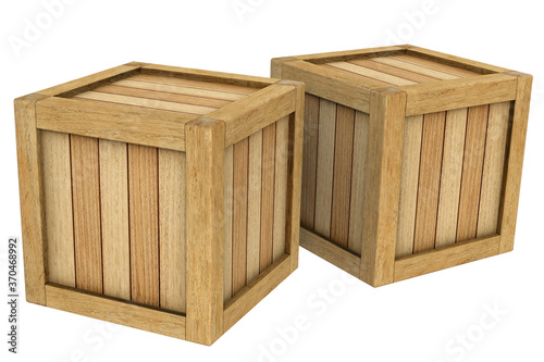3d image two wooden boxes isolated © Grigoriy Lukyanov