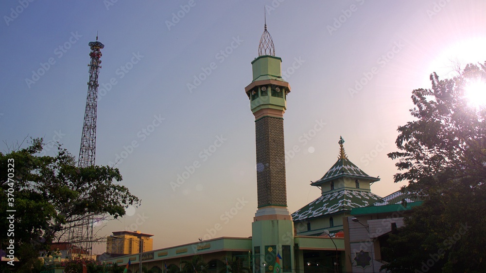 mosque tower photo with a sky background