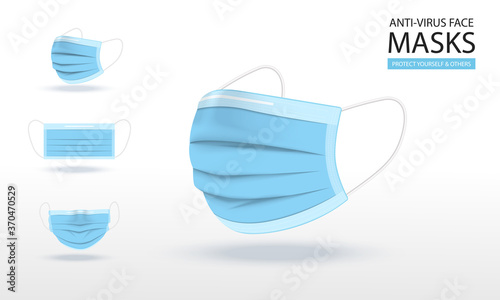 Medical Mask vector illustrations. Mock up face mask isolated