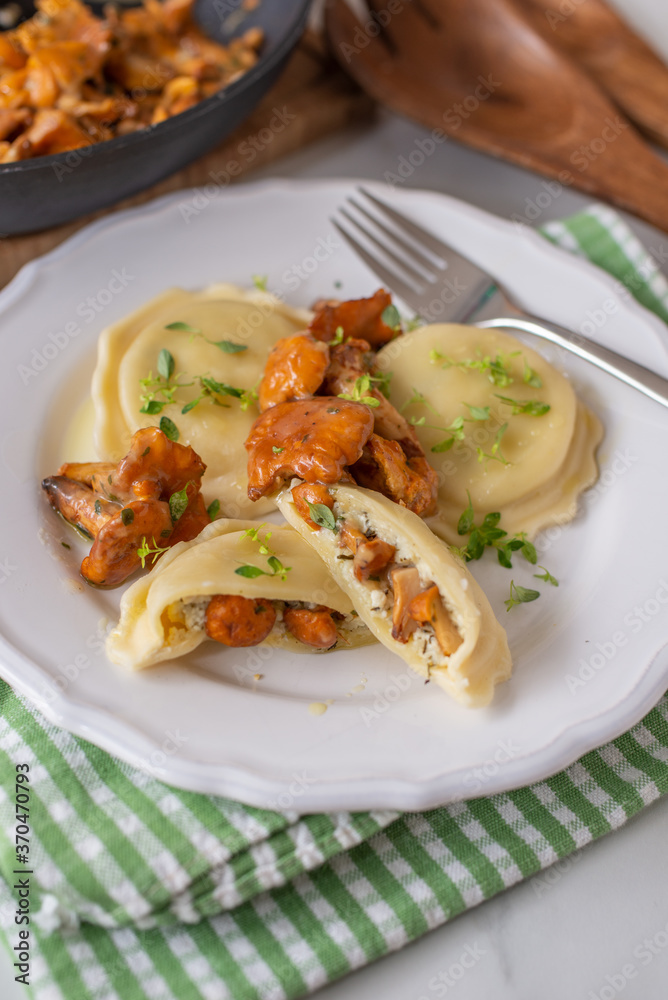home made Italian ravioli with fresh roasted chanterelles home made Italian ravioli with fresh roasted chanterelles
