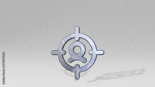 SINGLE NEUTRAL AIM 3D icon standing on the floor. 3D illustration. background and isolated