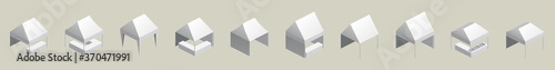 Set Tent trade event isometry, promotional outdoor advertising canopy mobile
