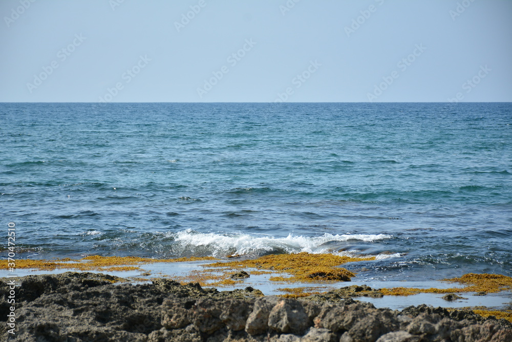 Beach sea water waves and sand shore