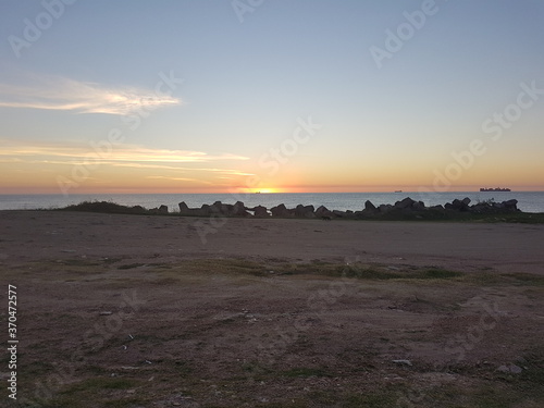 Sunset at a beautiful beach in Montevideo, Uruguay.