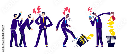 Angry businesspeople screaming. Business conflict and misunderstanding concept