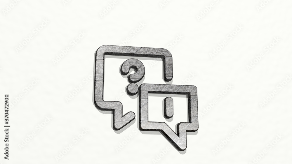 CONVERSATION QUESTION WARNING 3D icon on the wall. 3D illustration. business and communication CONVERSATION QUESTION WARNING 3D icon on the wall. 3D illustration. business and communication