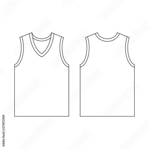 Template jersey basketball v-neck vector illustration flat design outline template clothing collection