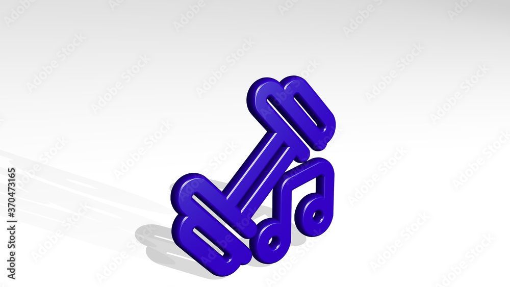 music genre dumbbell 3D icon casting shadow. 3D illustration. background and design music genre dumbbell 3D icon casting shadow. 3D illustration. background and design
