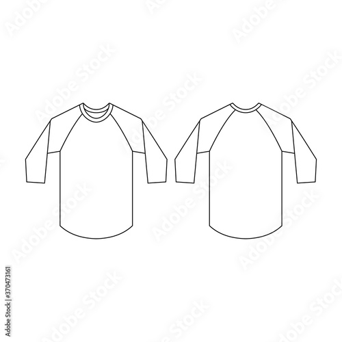 Template raglan vector illustration flat design outline template clothing collection