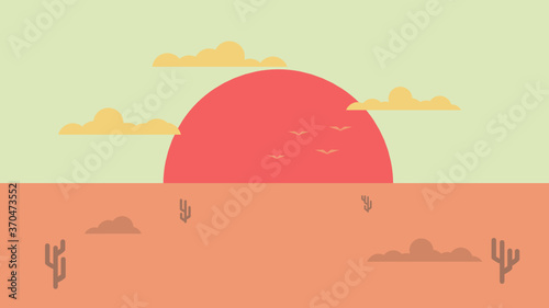 Landscape with mountains and trees. Abstract landscape background. Sunset or sunrise wallpaper. Nature background on pastel color.