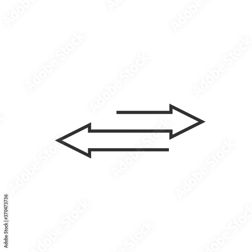 two inverse arrows in opposite direction. Stock vector illustration isolated on white background.