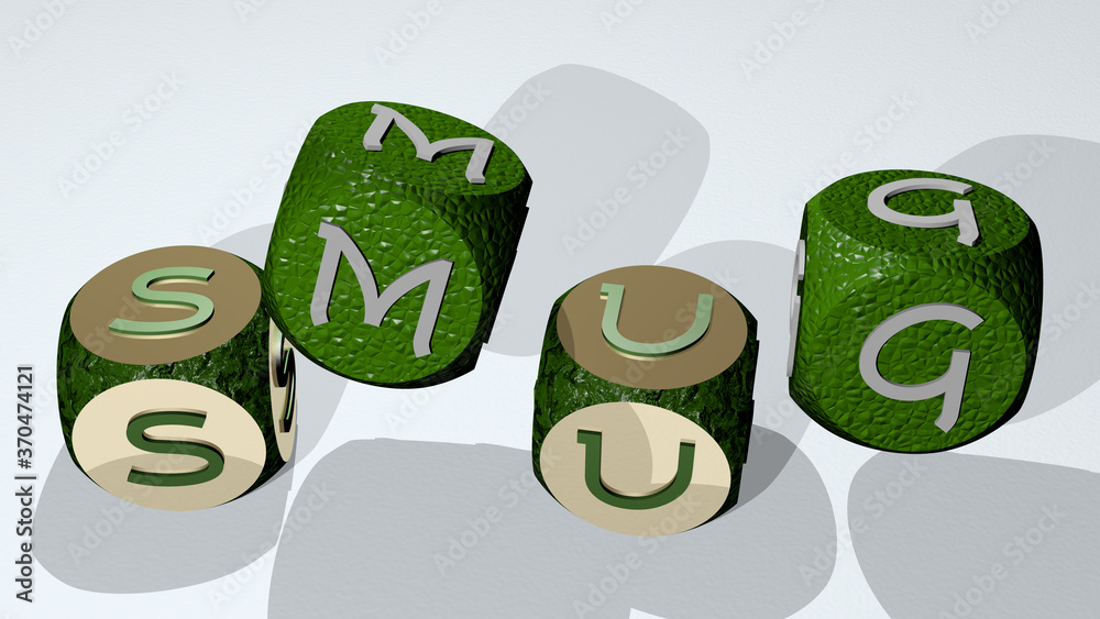 SMUG text by dancing dice letters. 3D illustration SMUG text by dancing dice letters. 3D illustration