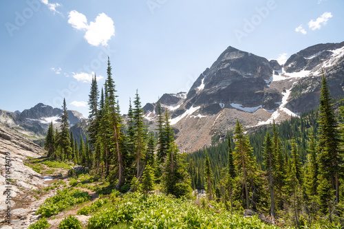 Gwillim Lakes, beautiful mountains in Valhalla provincial park, BC, Canada, West Kootenays region