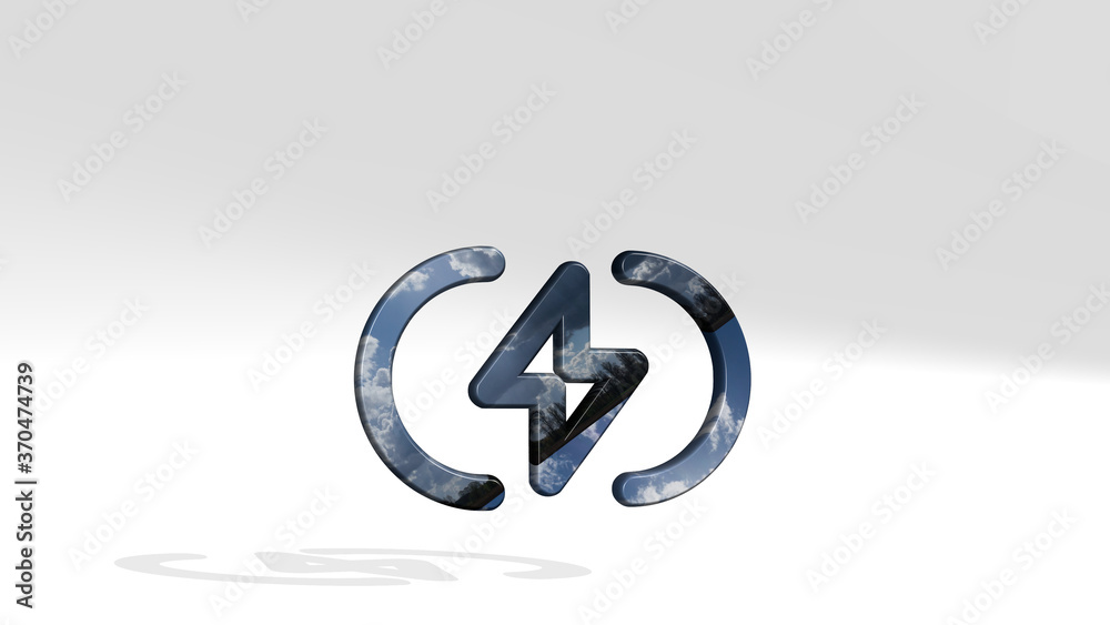 Fototapeta premium CHARGING FLASH 3D icon standing on the floor. 3D illustration. battery and electric