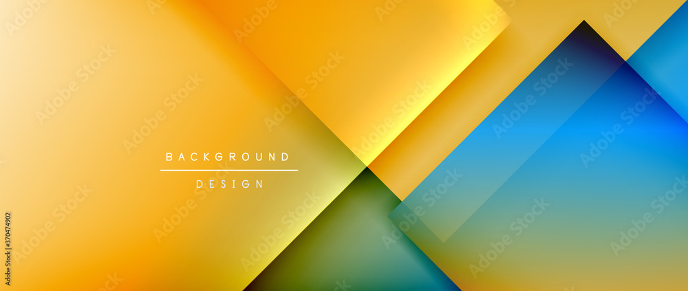 Square shapes composition, fluid gradient geometric abstract background. 3D shadow effects, modern design template Square shapes composition, fluid gradient geometric abstract background. 3D shadow effects, modern design template