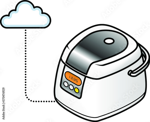 Concept: Internet of Things. A connected rice cooker.