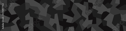 Geometric camouflage seamless pattern. Abstract modern camo, black  modern military texture background. Vector illustration.