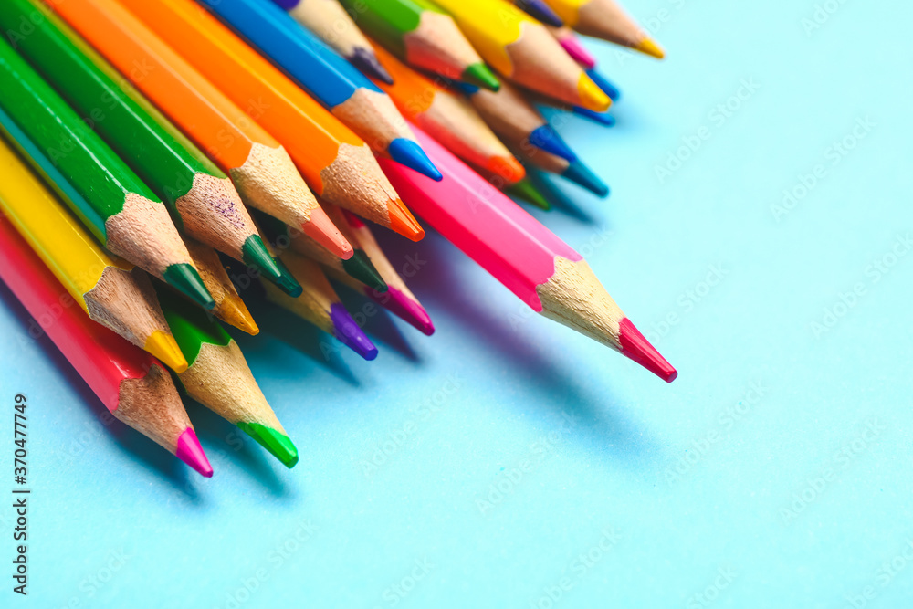Set of pencils on color background Set of pencils on color background