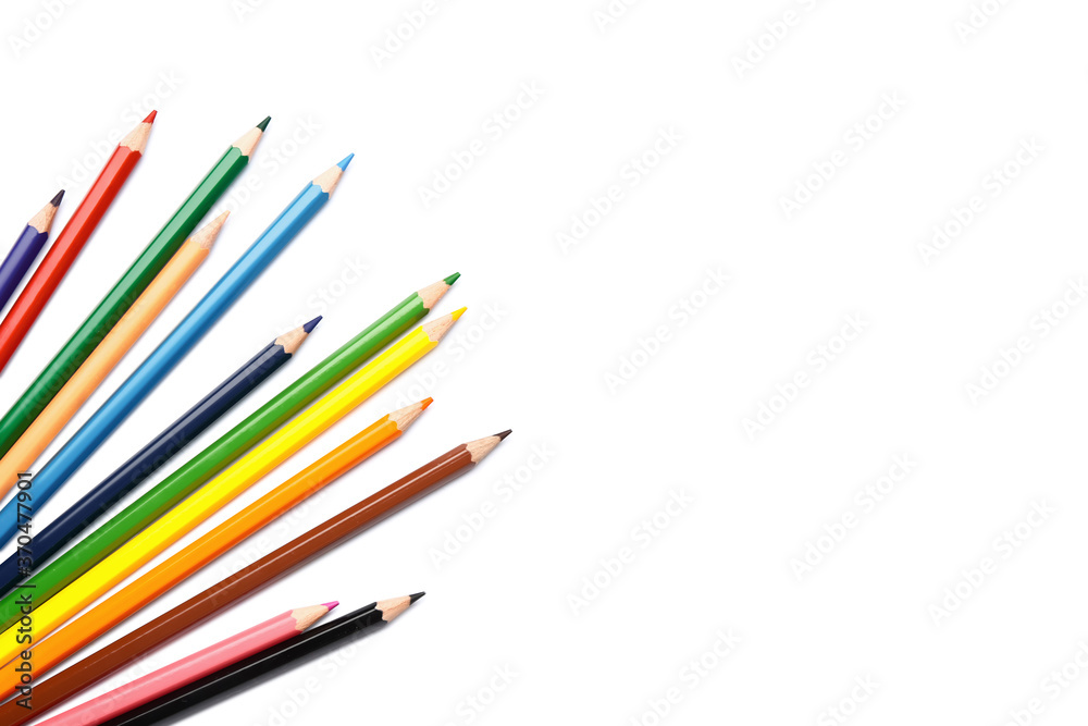 Set of colorful pencils on white background Set of colorful pencils on white background