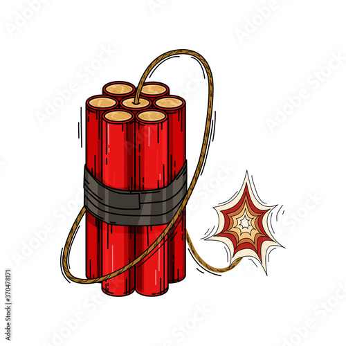 Vector illustration of dynamite on a white isolated background.