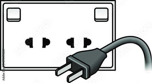International AC power plug and wall socket: US. Two flat pin plug.