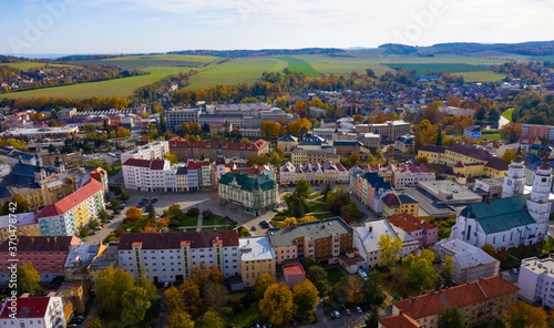 Panoramic view from the drone on the city Krnov. Czech Republic. High quality photo photo