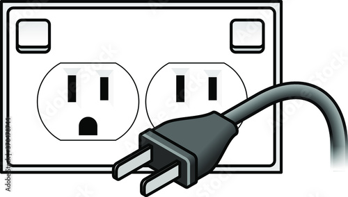 International AC power plug and wall socket: US. Two flat pin plug.