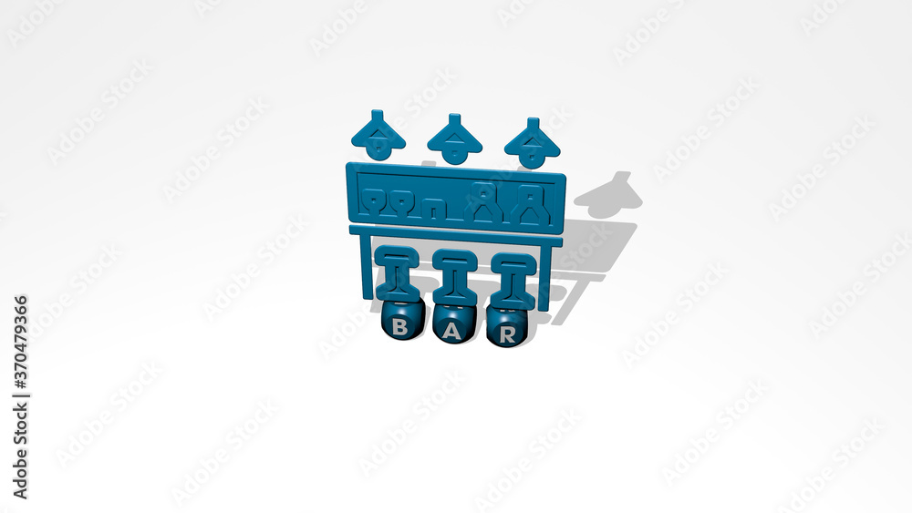 Obraz premium bar 3D icon over cubic letters. 3D illustration. background and alcohol